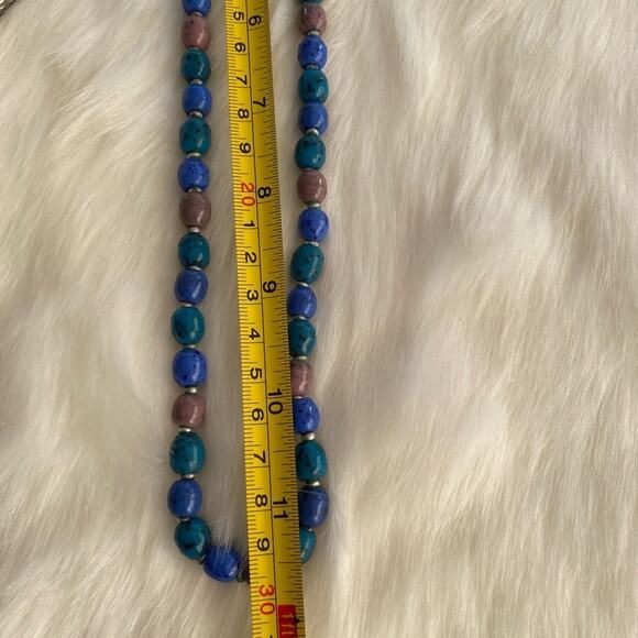 Blue/Teal/Pink Beaded Necklace - Picture 5 of 6